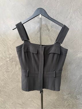 Alexander McQueen Structured Wide-Strap Bustier Top in Black
